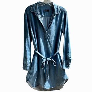 GAP Denim Tunic Top Open V Neck with Pockets